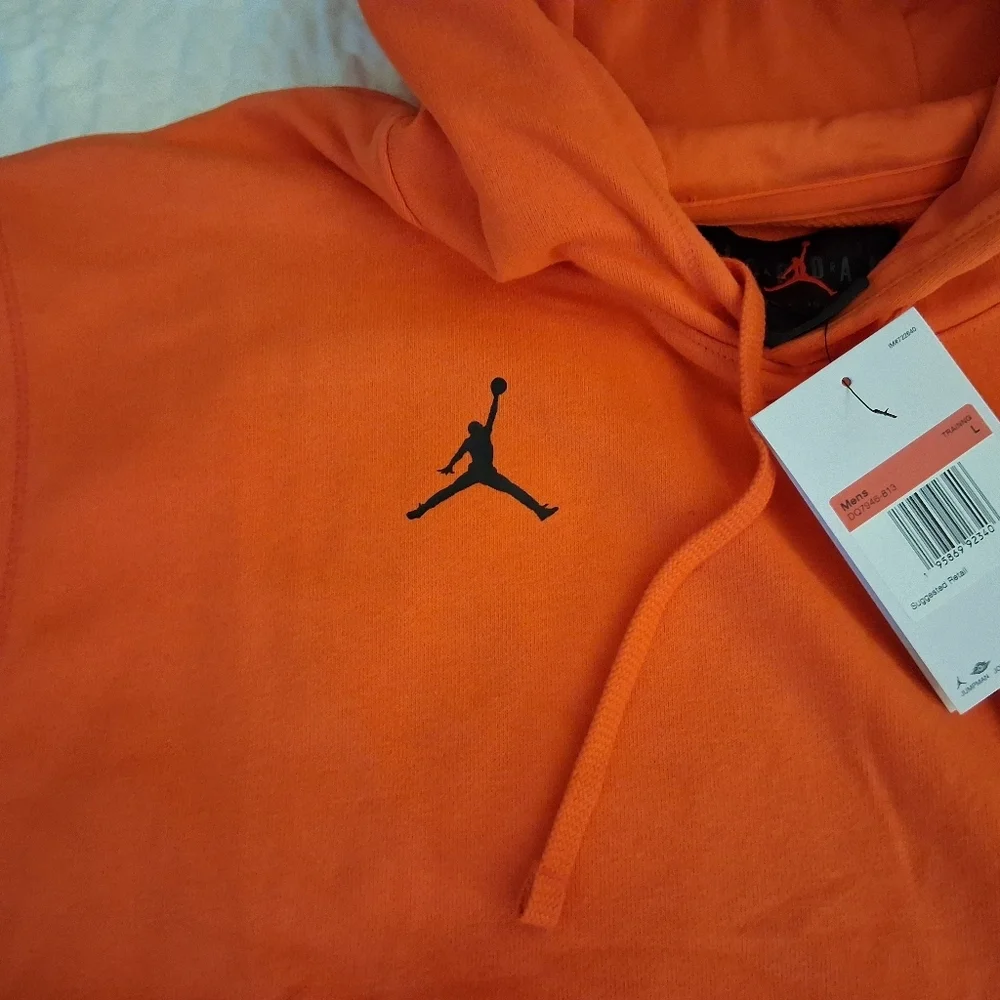 Jordan Orange Sleeveless Training Hoodie with Black Logo